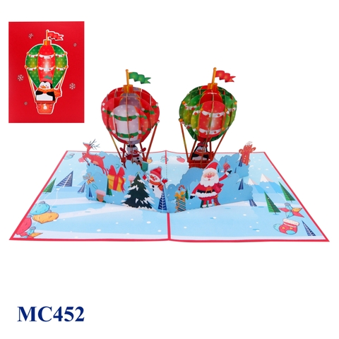 Merry Christmas Air Balloon Pop Up Card
