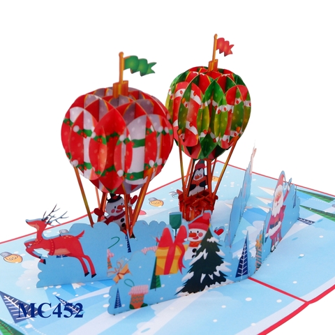 Merry Christmas Air Balloon Pop Up Card