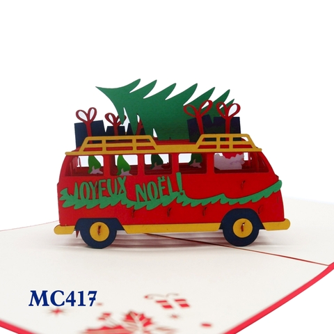 Merry Christmas Bus Pop Up Card