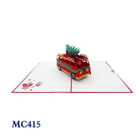 Merry Christmas Bus Pop Up Card