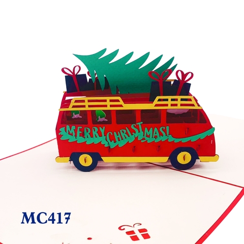 Merry Christmas Bus Pop Up Card