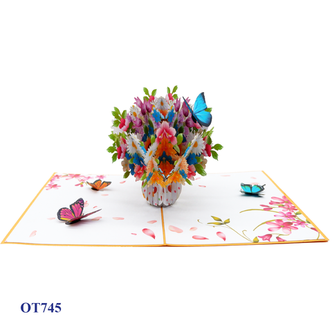 Wildflowers Floral Vase Pop Up Card