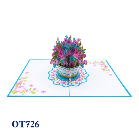 Mixed Flowers Cup Pop Up Card
