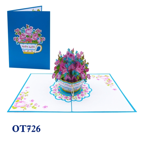 Mixed Flowers Cup Pop Up Card