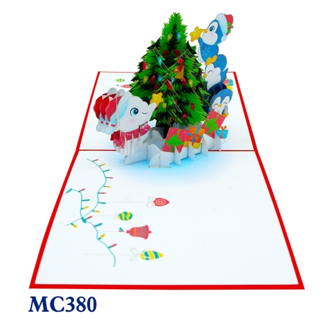 Noel Tree & Penguins Pop Up Card