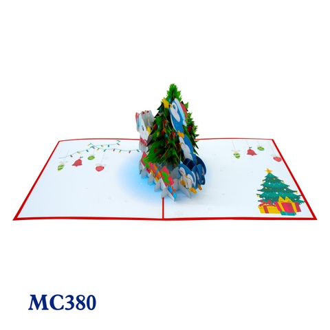 Noel Tree & Penguins Pop Up Card