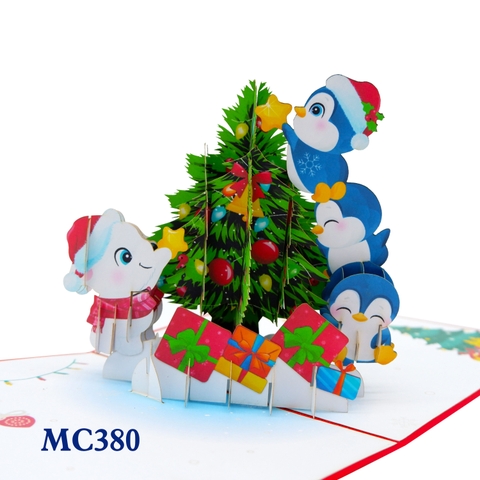 Noel Tree & Penguins Pop Up Card