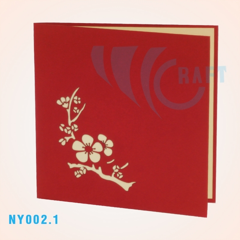New Year Peach Blossom Pop Up Card 2