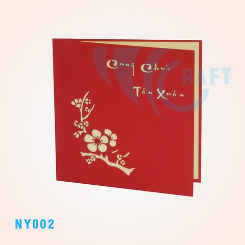 New Year Peach Blossom Pop Up Card