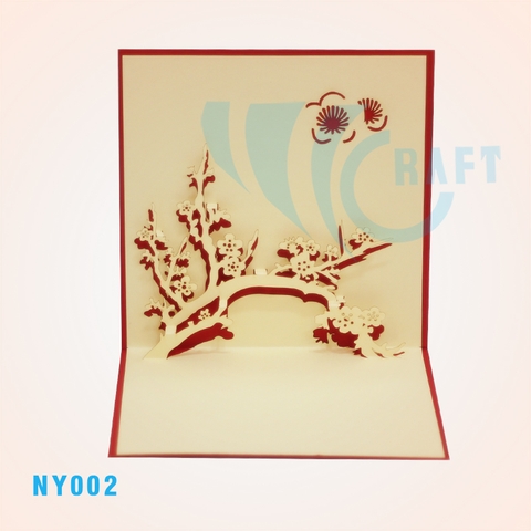 New Year Peach Blossom Pop Up Card