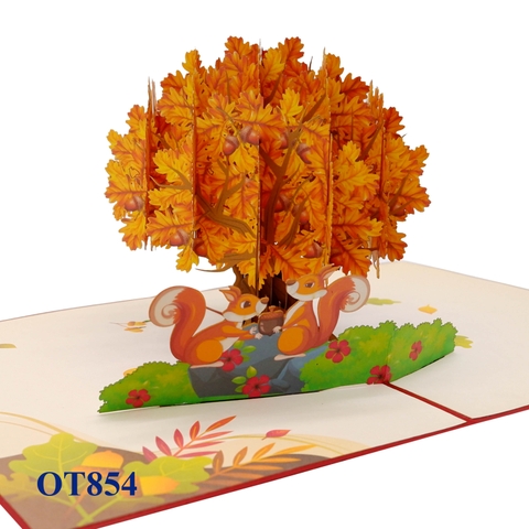 Oak Autumn Tree Pop Up Card