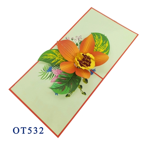 Orange Orchid Pop Up Card