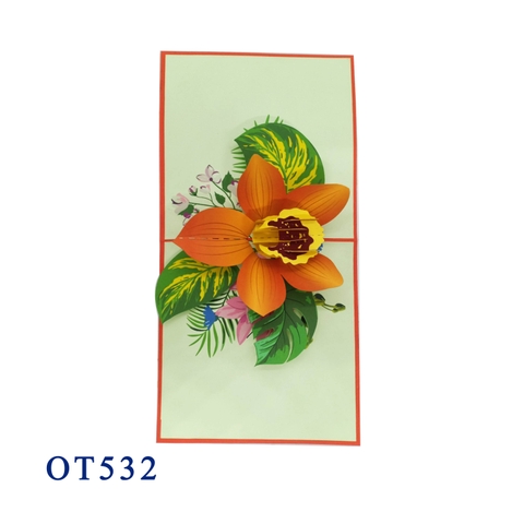 Orange Orchid Pop Up Card