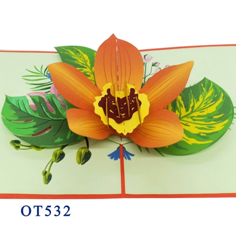 Orange Orchid Pop Up Card