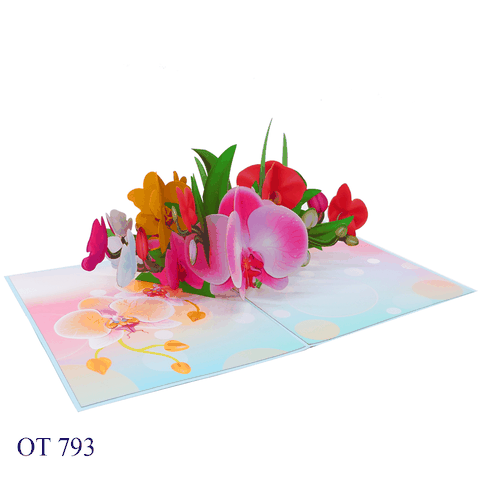Colorful Orchid Pop Up Card