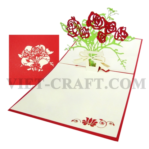 VASE OF ROSE POP UP 3D CARD