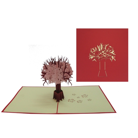 Pink Flower Tree Pop Up Card