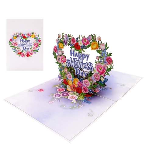 Mother’s Day Wreath Pop-Up Card – A Refined Floral Tribute