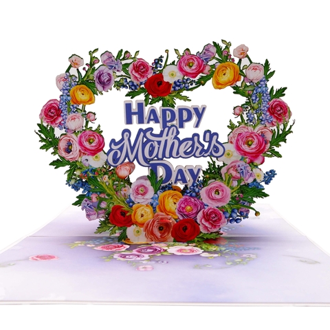 Mother’s Day Wreath Pop-Up Card – A Refined Floral Tribute
