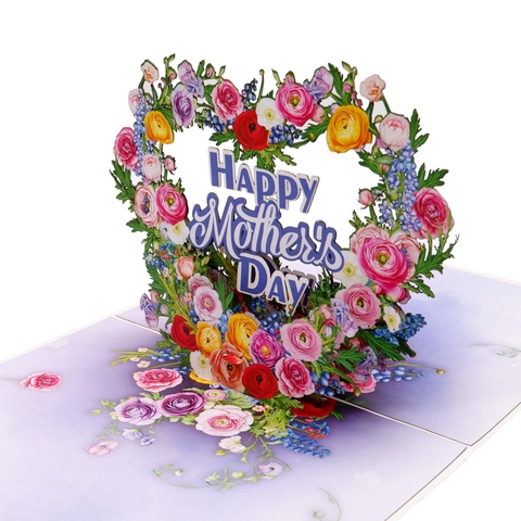 Mother’s Day Wreath Pop-Up Card – A Refined Floral Tribute