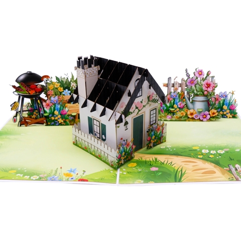 Garden House Pop-Up Card – A Warm and Charming 3D Scene