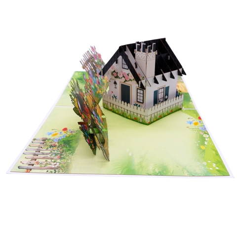 Garden House Pop-Up Card – A Warm and Charming 3D Scene
