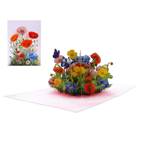 Wildflower Garden Pop-Up Card – 3D Flower Greeting Card