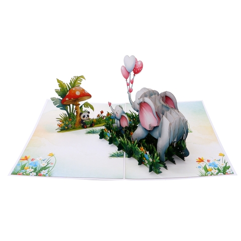 Elephants Pop-Up Card – Cute 3D Greeting Card