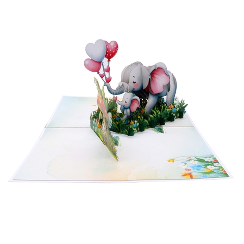 Elephants Pop-Up Card – Cute 3D Greeting Card