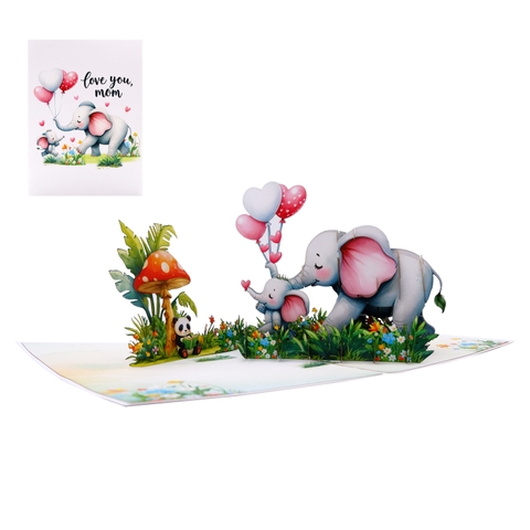 Elephants Pop-Up Card – Cute 3D Greeting Card
