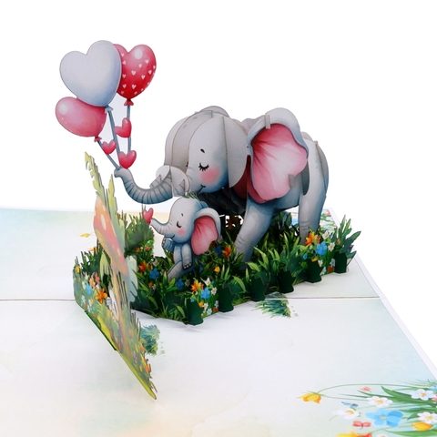 Elephants Pop-Up Card – Cute 3D Greeting Card