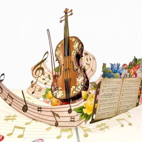 Floral Violin Pop-Up Card