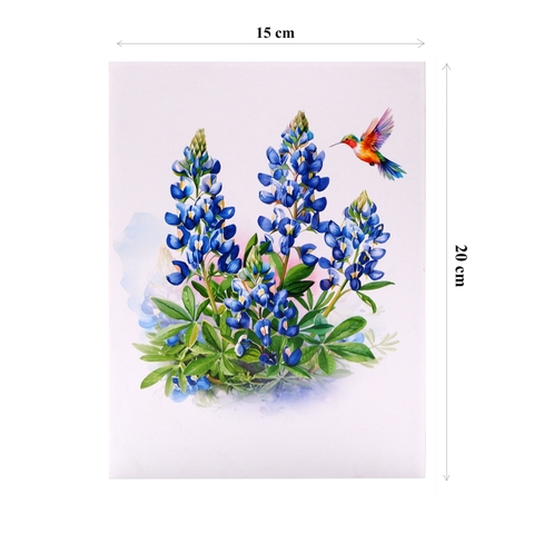 Bluebonnet & Hummingbird 3D Pop Up Card – Handmade Floral Greeting Card