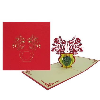 Pot Of Rose Pop Up Card