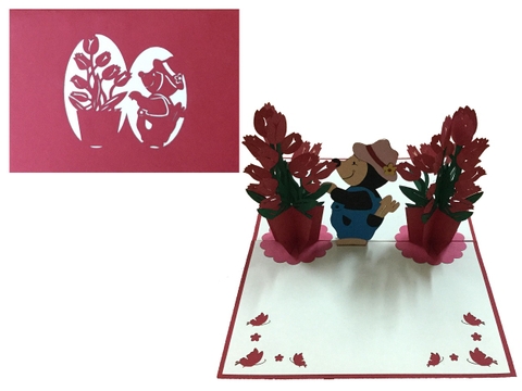 BEAR & FLOWERS POP UP 3D CARD