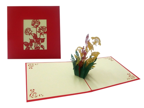 Bird And Rose Pop Up Card