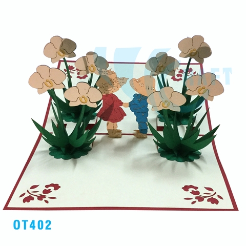 Orchid Love Garden Pop Up Card