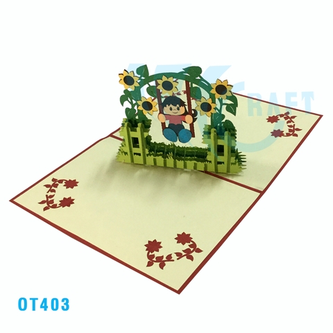 Baby Girl Playing Swing Pop Up Card