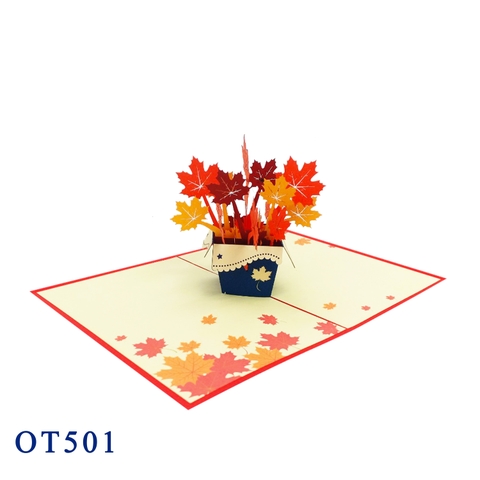 Red Maple Leaves Pop Up Card