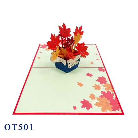 Red Maple Leaves Pop Up Card