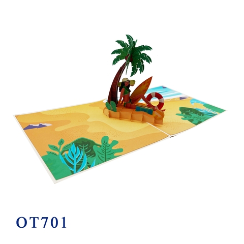 The Girl On The Beach Pop Up Card