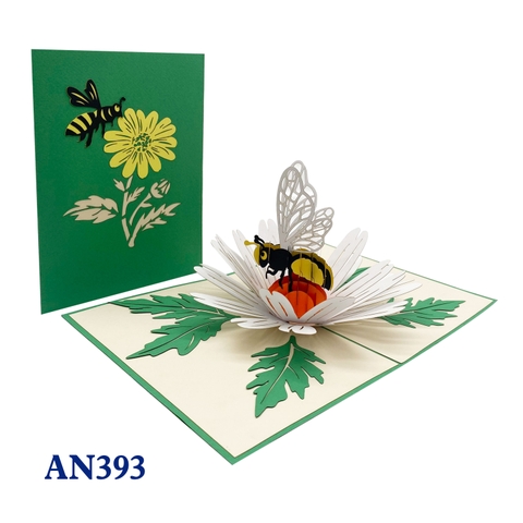 White Daisy & Bee Pop Up Card