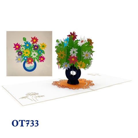 Colorful Daisy Vase Pop Up Card