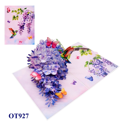 Hummingbird & Wisteria Pop Up Card