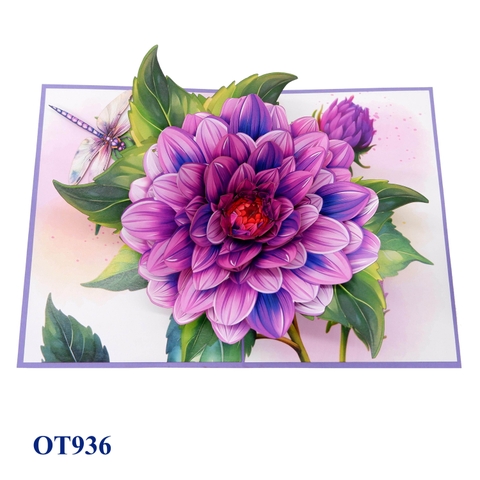 Purple Larkspur Flowers 3D Pop-Up Greeting Card