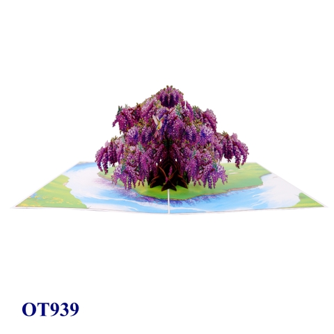Purple Wisteria Tree Pop-Up 3D Greeting Card