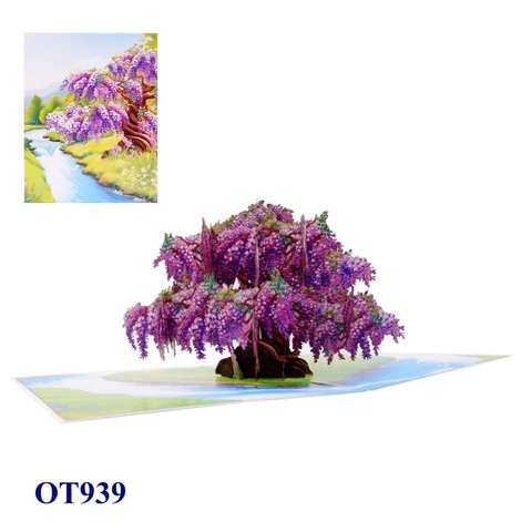 Purple Wisteria Tree Pop-Up 3D Greeting Card