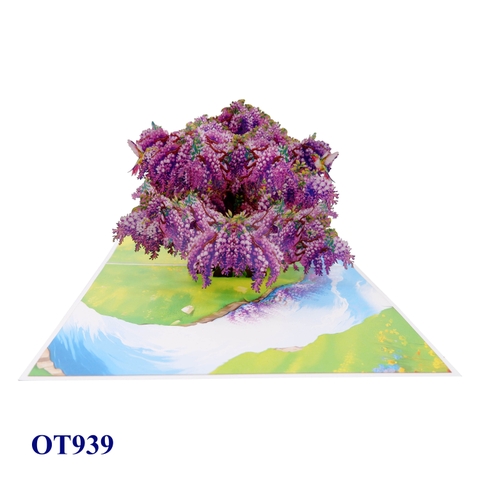 Purple Wisteria Tree Pop-Up 3D Greeting Card