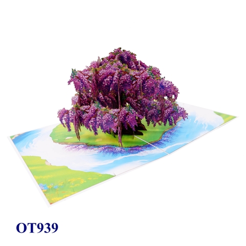 Purple Wisteria Tree Pop-Up 3D Greeting Card