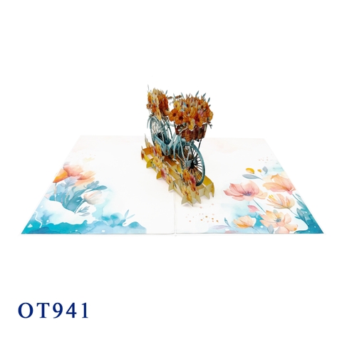 Bicycle Flowers Pop Up Card